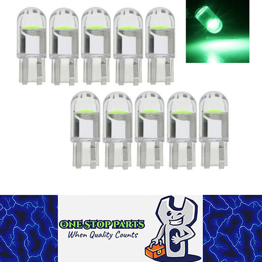 10 X GREEN T10 DOME HEAD STYLE COB LED GLOBE REPLACEMENT FOR DASH LIGHTS PARKERS