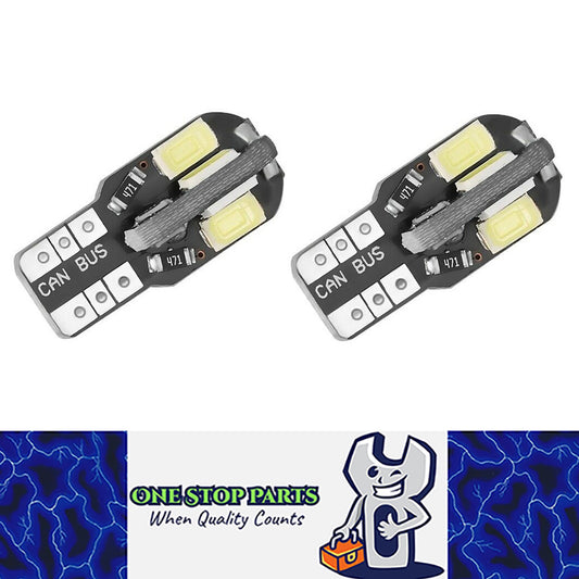 2PCS 12V T10 8 SMD COOL WHITE CANBUS STYLE GLOBE REPLACEMENT 266 LUMENS