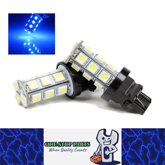 2 x 12V T20 BLUE LED 7443 7440 LIGHT GLOBE 18 SMD 5050 100/180LM