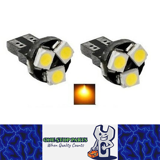 2 X 12V AMBER T6.5 3SMD 24LM BRIGHT LED WIDE SPREAD LED LIGHT FOR DASH BOARDS