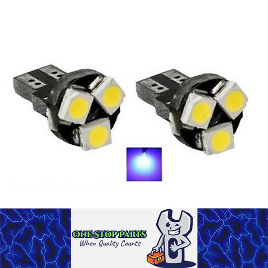 2 X 12V BLUE T6.5 3SMD 24LM BRIGHT 120 DEGREE SPREAD LED LIGHT FOR DASH BOARDS