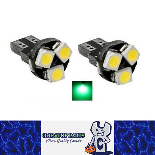2 X 12V GREEN T6.5 3SMD 24LM BRIGHT 120 DEGREE SPREAD LED LIGHT FOR DASH BOARDS