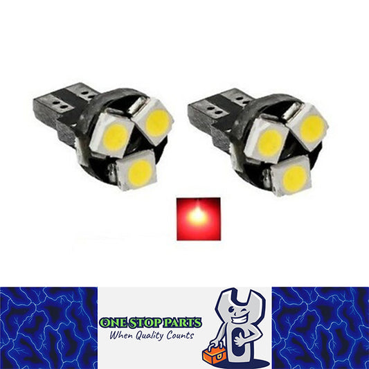 2 X 12V RED T6.5 3SMD 24LM BRIGHT 120 DEGREE SPREAD LED LIGHT FOR DASH BOARDS
