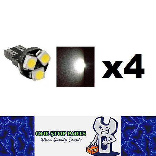 4 X 12V WHITE T6.5 3SMD 24LM BRIGHT 120 DEGREE SPREAD LED LIGHT FOR DASH BOARDS