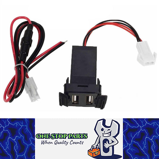 12-24V TWIN USB FLUSH MOUNT STYLE Illuminates BLUE SUIT LATE HILUX PRADO TOYOTA