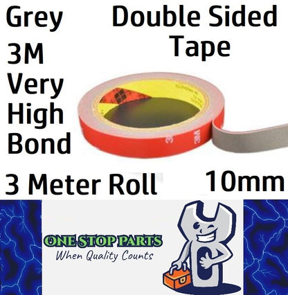 3M VHB Grey Tape 10mm Double Sided Tape 3 Meter Roll x 0.8mm Thick Grey (3m)