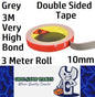 3M VHB Grey Tape 10mm Double Sided Tape 3 Meter Roll x 0.8mm Thick Grey (3m)