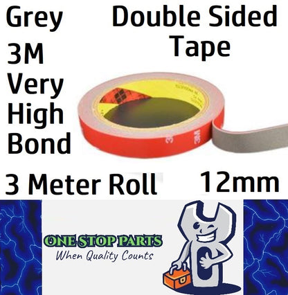 3M VHB Grey Tape 12mm Double Sided Tape 3 Meter Roll x 0.8mm Thick Grey (3m)