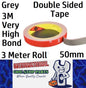3M VHB Grey Tape 50mm Double Sided Tape 3 Meter Roll x 0.8mm Thick Grey (3m)