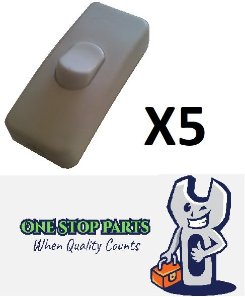 5 x 12V INLINE ON / OFF WHITE ROCKER SWITCH LAMP SPOT LIGHT INLINE CARAVAN