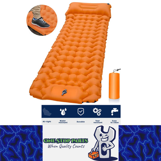 Orange 180x58cm Outdoor Sleeping Pad Inflatable Mattress with Pillow Camping Mat