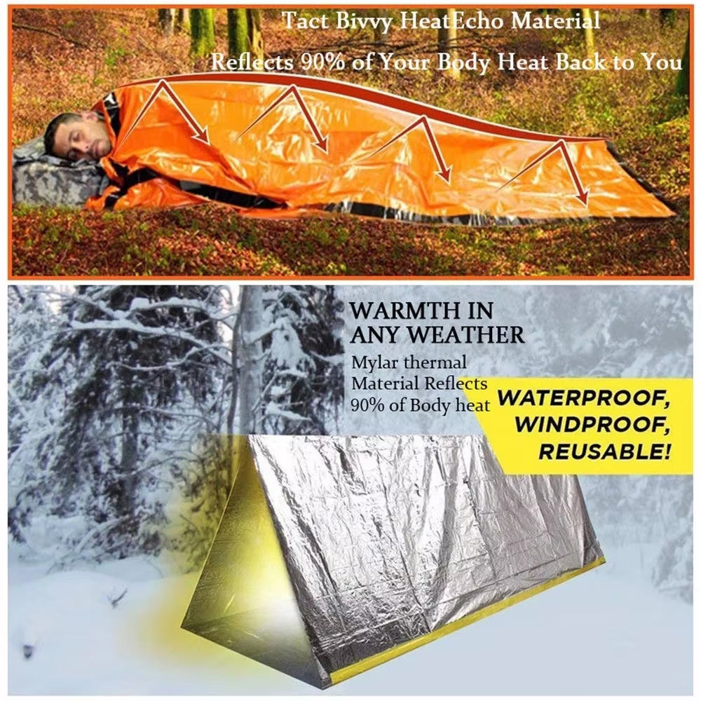 Orange Portable Emergency Survival Thermal Bag Sleeping Bag Hiking Camping Bag