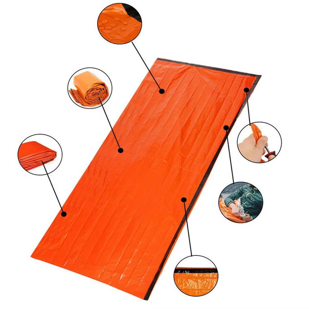 Orange Portable Emergency Survival Thermal Bag Sleeping Bag Hiking Camping Bag