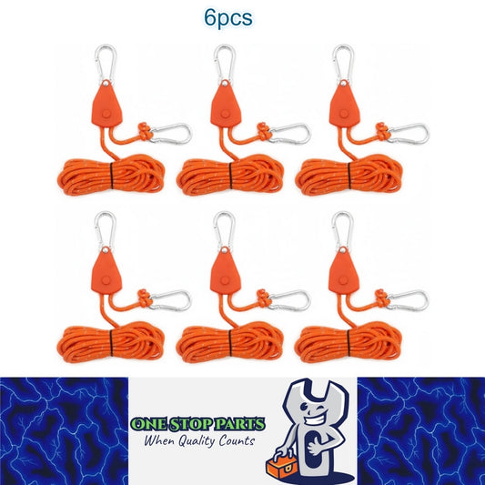 6 Orange Reflective Camping Tent Rope Tie down Fastener Tensioner Ratchet Hanger