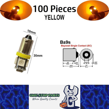 100 x Yellow 12v BA9S 5x5050smd 150lm Yellow Bulk Buy (100pcs)