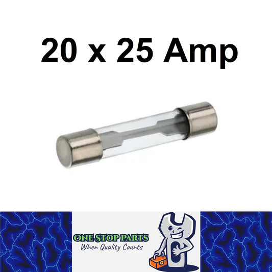 20 x 25AMP GLASS FUSES 3Ag VINTAGE CAR GLASS FUSES 32MM X 6MM 25 AMP 20pcs