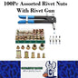 100 Piece Kit Nut Rivet Gun and Tan Alloy Rivets M3 M4 M5 M6 M8 (100pcs)