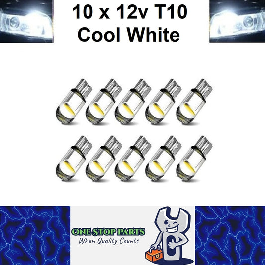 10 X COOL WHITE T10 DOME HEAD COB LED GLOBE REPLACEMENT FOR DASH LIGHTS PARKERS