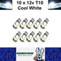 10 X COOL WHITE T10 DOME HEAD COB LED GLOBE REPLACEMENT FOR DASH LIGHTS PARKERS