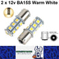 2 x 12V LED BA15S LIGHT GLOBE 288LM WARM WHITE 18 SMD 5050 Caravan Car RVs 2PCS