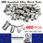 600 Piece Assorted Bulk Alloy Nut Rivets M3 M4 M5 M6 (600pcs NO GUN)