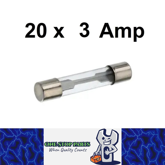 20 x 3AMP GLASS FUSES VINTAGE CAR GLASS FUSES 32MM X 6MM 3AMP GLASS FUSES 20PCS