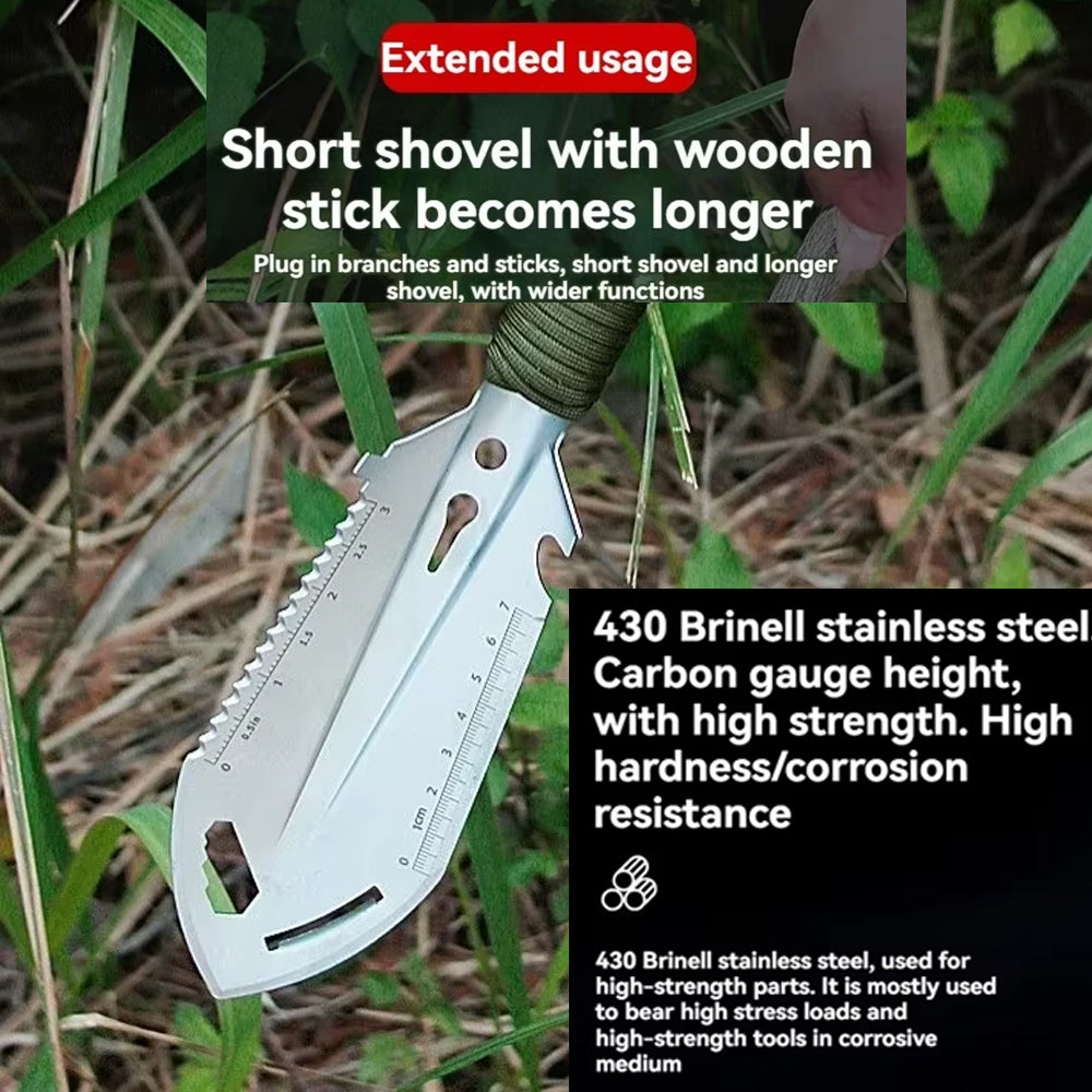 Silver Multitool 6 in 1 Shovel 7x26.5CM Portable Camping Hiking Garden Shovel