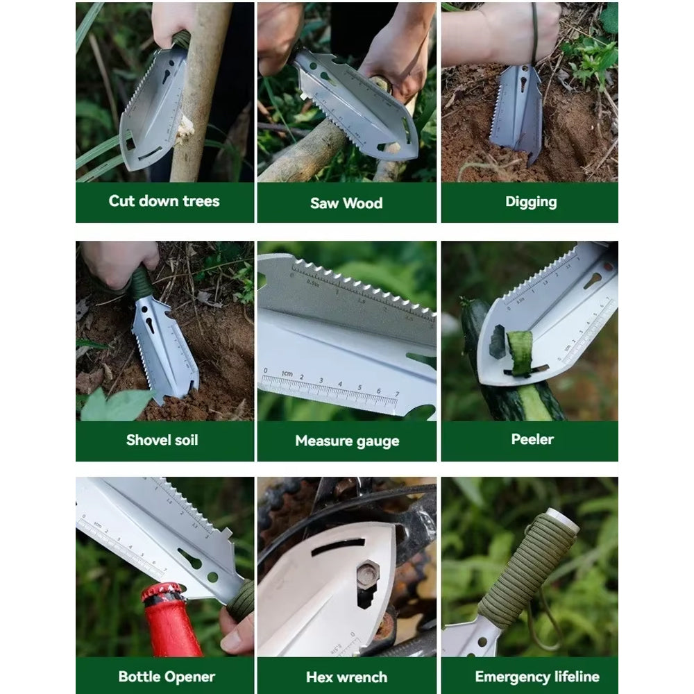 Silver Multitool 6 in 1 Shovel 7x26.5CM Portable Camping Hiking Garden Shovel