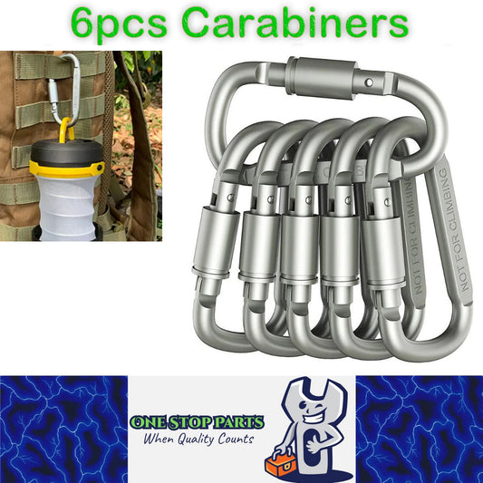 6 x Carabiners Alloy Aluminum Camping Hooks Outdoor Keychain Clips Karabiners