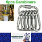 6 x Carabiners Alloy Aluminum Camping Hooks Outdoor Keychain Clips Karabiners
