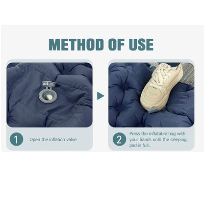 DarkBlue Outdoor DoubIe Inflatable Mattress with Pillow Sleeping Pad Camping Mat