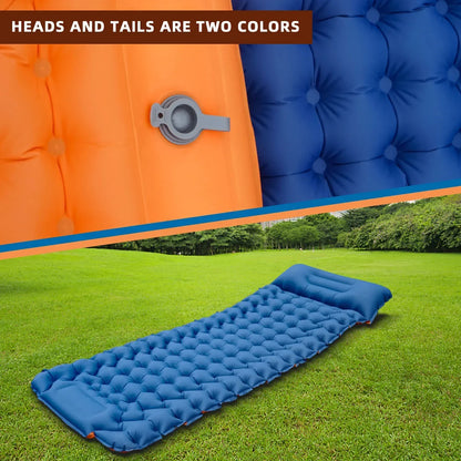 Orange 180x58cm Outdoor Sleeping Pad Inflatable Mattress with Pillow Camping Mat