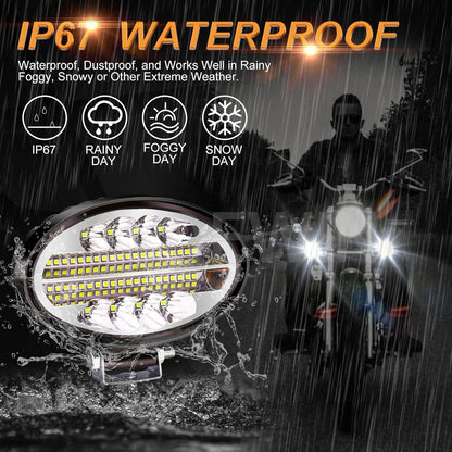 1 x Oval LED Work Lights 14x11CM 12V-24V 144W 6000K 3 Modes LED Work Light