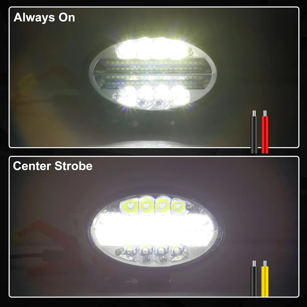 1 x Oval LED Work Lights 14x11CM 12V-24V 144W 6000K 3 Modes LED Work Light