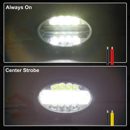 1 x Oval LED Work Lights 14x11CM 12V-24V 144W 6000K 3 Modes LED Work Light