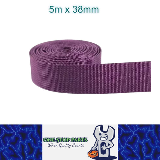 5m x 38mm Purple Nylon Webbing Strap Safety Belt Knapsack Bag Leash DIY Craft