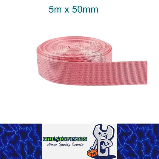 5m x 50mm Pink Nylon Webbing Strap Safety Belt Knapsack Bag Leash DIY Crafting