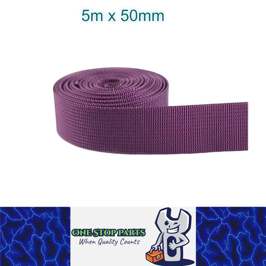 5m x 50mm Purple Nylon Webbing Strap Safety Belt Knapsack Bag Leash DIY Craft