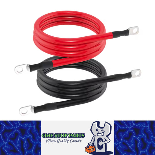 Pair 1.2M 4AWG Car Battery Cable Black Red Silicone Cable with M10 Eye Terminals