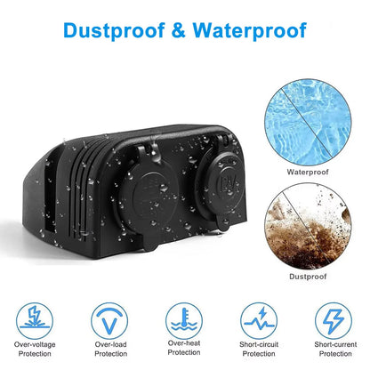 Tent Type Panel PD USB C & QC3.0 USB Charger & Switch + Cigarette Lighter Socket