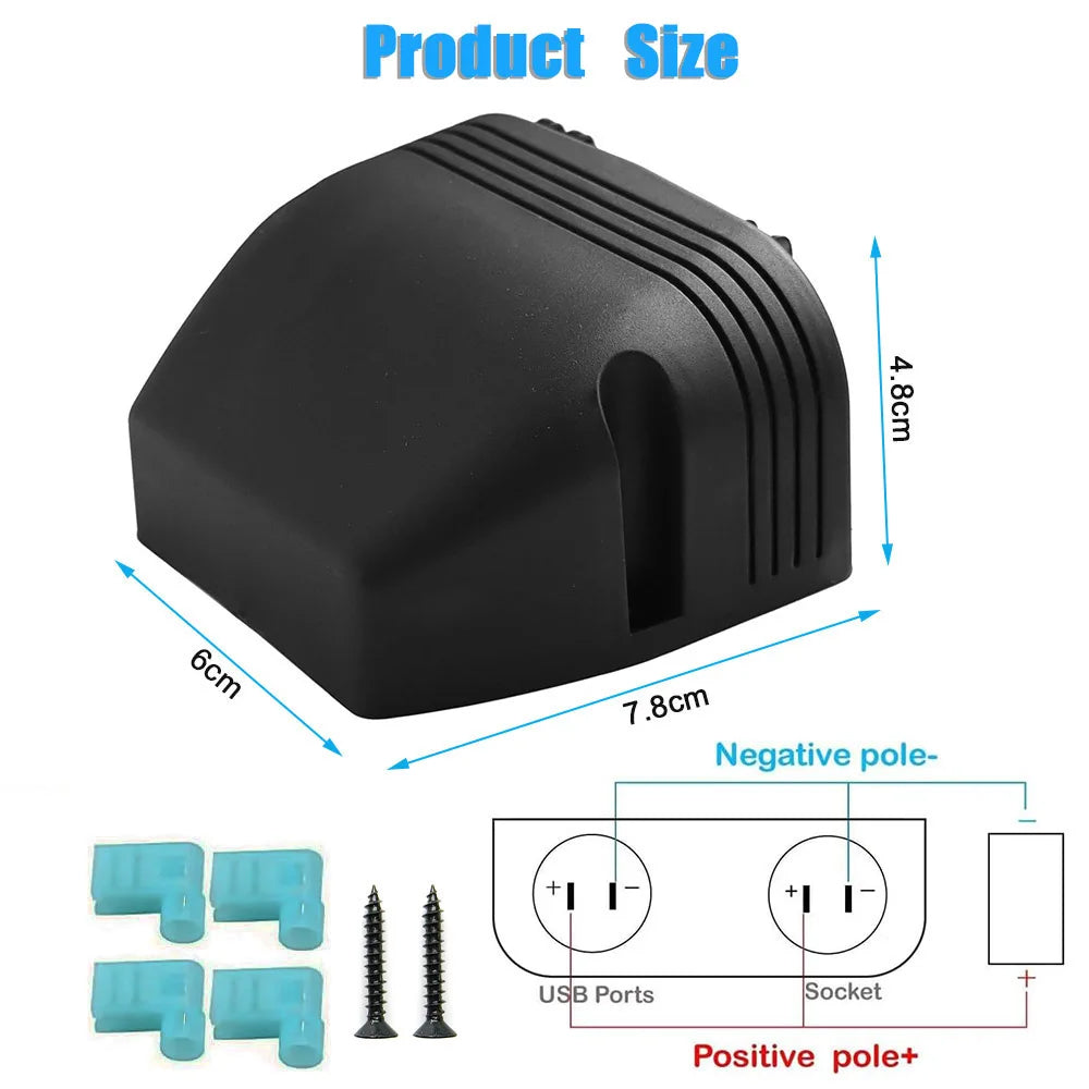 Tent Type Panel Cigarette Lighter Socket + PD USB C & QC3.0 Charger & Voltmeter