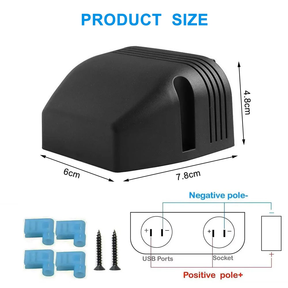 Tent Type Panel Cigarette Lighter Socket + PD USB C & QC3.0 USB Charger & Switch