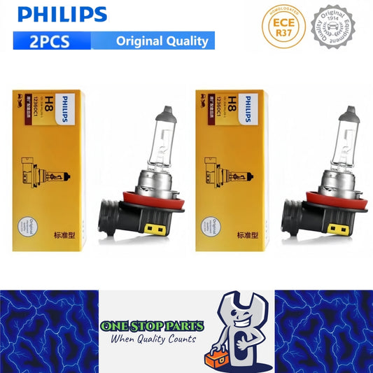 2 x PHILIPS H8 12V 35W Super Bright Halogen Globes 3200k Original Fog Lights