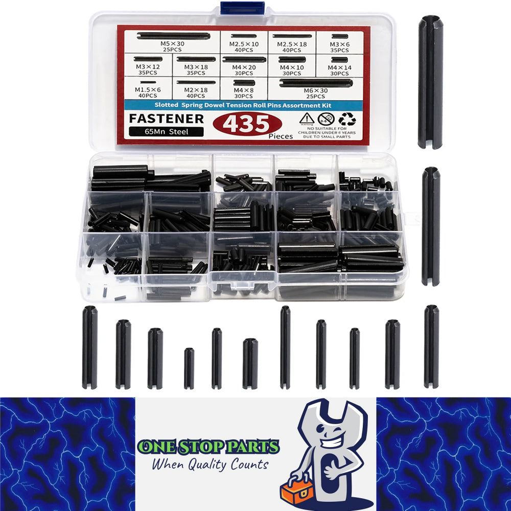 435pcs Roll Pin Kit Slotted Tension Pins Split Dowels & Expansion Spring Pin