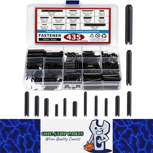 435pcs Roll Pin Kit Slotted Tension Pins Split Dowels & Expansion Spring Pin
