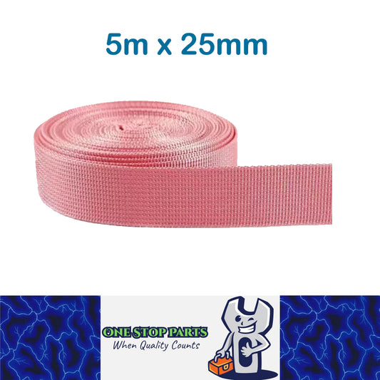 5m x 25mm Pink Nylon Webbing Strap Safety Belt Knapsack Bag Leash DIY Crafting