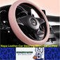 Napa Leather Car Steering Wheel Cover Universal 38cm Non-slip Breathable Pink