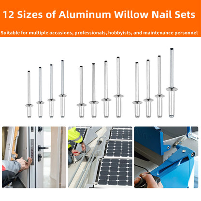 260pcs Pop Rivets Assortment Kit 12 Sizes Aluminum Blind Rivets Furniture & Car
