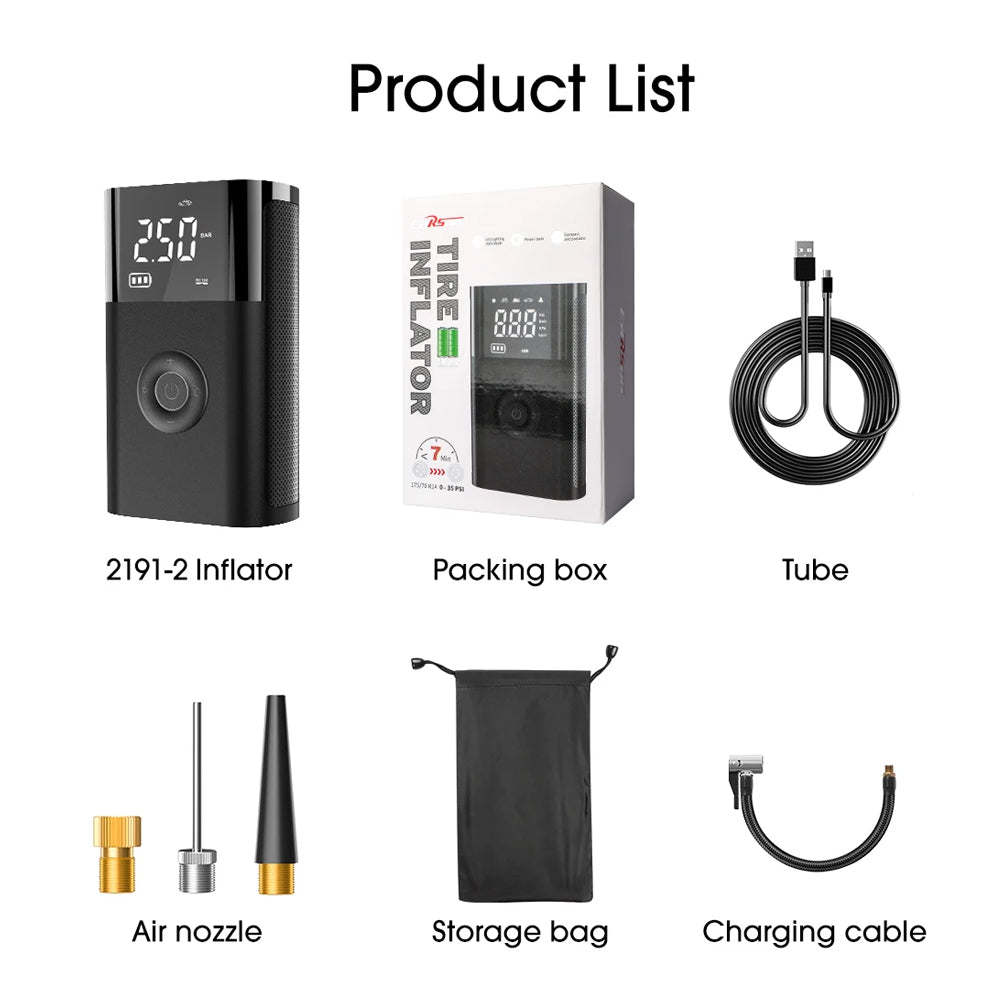 Portable Tire Inflator Rechargeable 150psi Air Pump Compressor Car Bicycle Ball