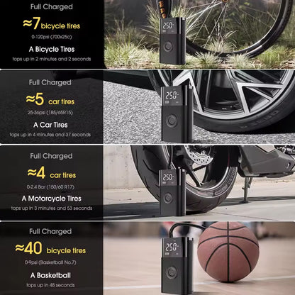 Portable Tire Inflator Rechargeable 150psi Air Pump Compressor Car Bicycle Ball